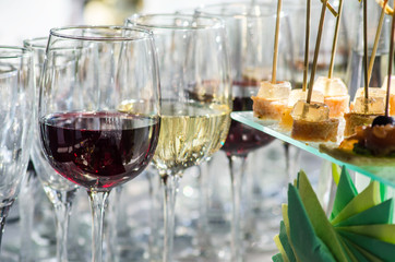 catering, buffet table with snacks and drinks