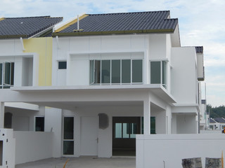 Double story luxury terrace house under construction in Seremban, MAlaysia.  