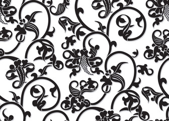 Seamless vector vintage black pattern on white background.