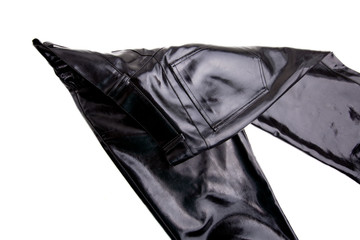 A close-up of a piece of black leather cloth