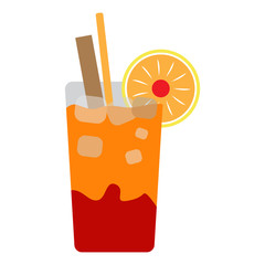 Cocktail isolated with a lime on white background, Vector illustration