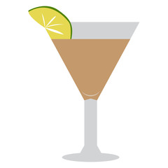 Cocktail isolated with a lime on white background, Vector illustration