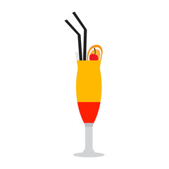 Cocktail isolated with a strawberry on white background, Vector illustration