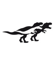 muster cool design 2 freunde team paar t-rex tyrannosaurus saurier rex fleischfresser groß monster silhuette umriss schwarz dinosaurier dino böse gefährlich fressen jagen