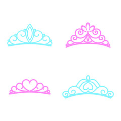 Princess crown. Diadem princess. Crown icons. Vector illustration. Flat style. © chereliss