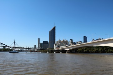 Obraz premium Goodwill Bridge and Central Business District Brisbane at the Brisbane River, Queensland Australia 