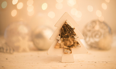 New Year balls and Christmas tree bokeh