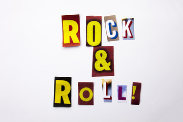 A word writing text showing concept of Rock And Roll made of different magazine newspaper letter for Business case on the white background with copy space