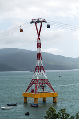 Cable car eiffel tower to cableway Vinpearl Amusement Park Island Nha Trang, Vietnam