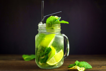 Mojito in a glass jar