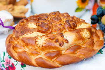round Ukrainian loaf on holiday