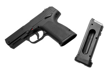 pneumatic pistol isolated on white