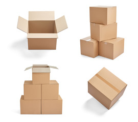 Fototapeta premium box package delivery cardboard carton stack