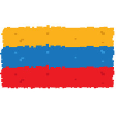 Pixelated flag of Colombia isolated on white background, Vector illustration