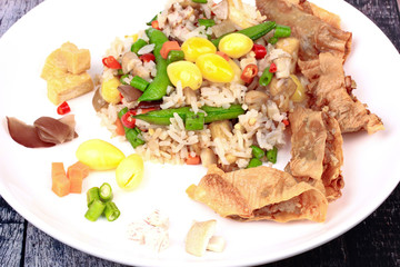 Colorful Fried  rice with mixed vegetable  served