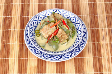 Green fermented flour curry  with  mixed herb.