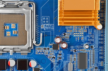 Blue computer motherboard