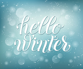 Hello Winter vector lettering illustration