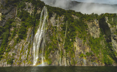 Lake ,Mountain and rainbow