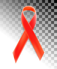 Vector realistic red riibon sign of aids and hiv awareness day and december month. design for poster card or banner