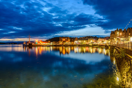 Night view of Oban, Scotland