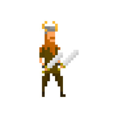 Pixel northern warrior for games and applications