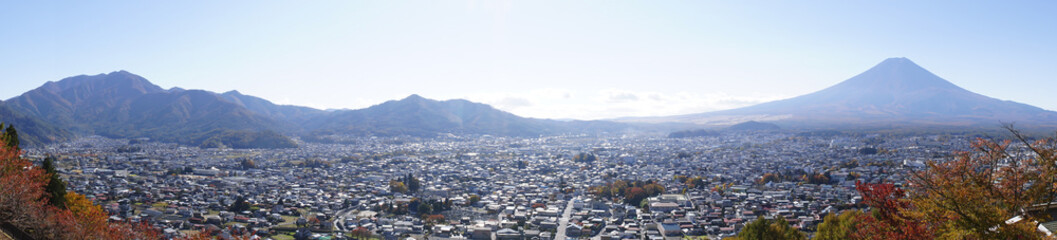 富士山　秋　パノラマ風景