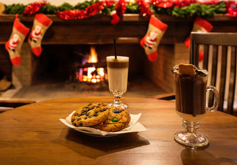 Cookies and milk cocktail on the table