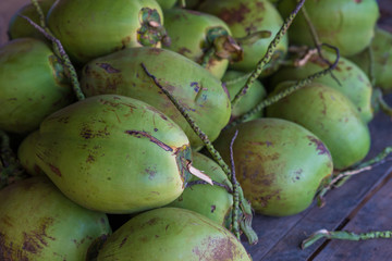 A pile of young coconut at the local flea market of northern Thailand for background