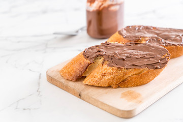 bread with chocolate hazelnut spread