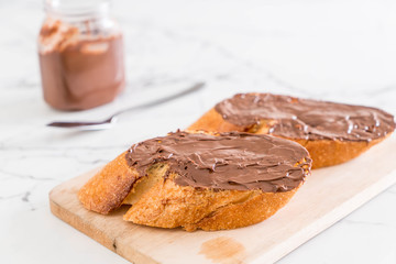 bread with chocolate hazelnut spread