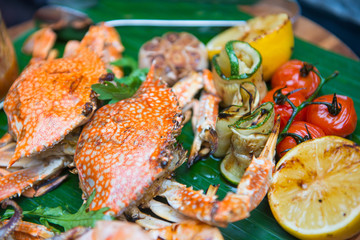 Mixed grilled seafood with side dishes