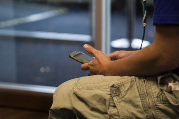 People play phone, wait time travel
