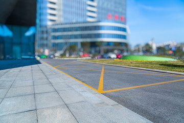 modern buildings and empty pavement in china..