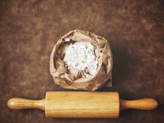 Baking flour with rolling pin