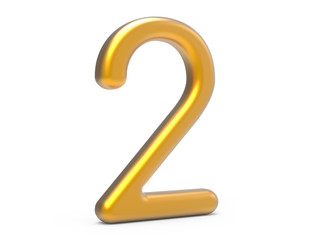 3D render golden number 2