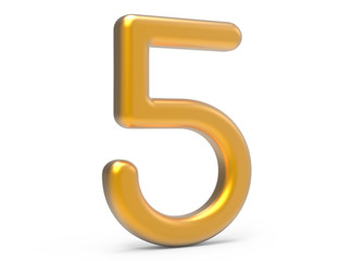 3D render golden number 5