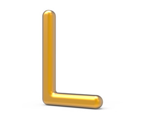 3D render metallic alphabet L
