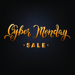 Cyber Monday sale. Hand drawn lettering for banner/logo/badge/web/poster. Cyber Monday lettering for Jewelry store. Discount time. Vector illustration for your business artwork,isolated on background.