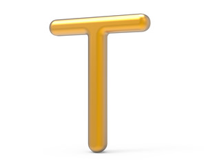 3D render metallic alphabet T
