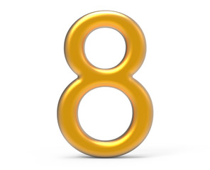 3D render golden number 8