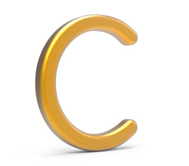 3D render metallic alphabet C