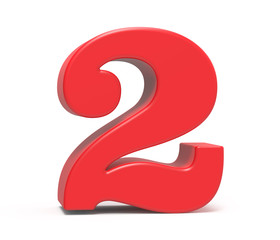 3D render red number 2