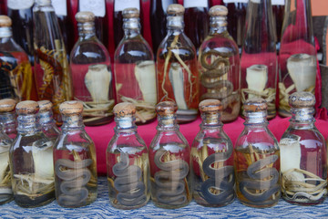 Local Traditional Ferment Whiskey at a a Whiskey Village, Ban Xang Ha, Luang Prabang, Laos.