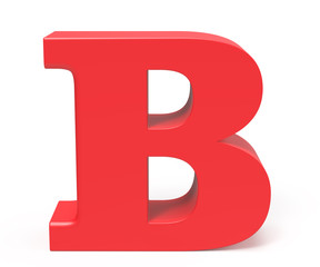 3D render red alphabet B