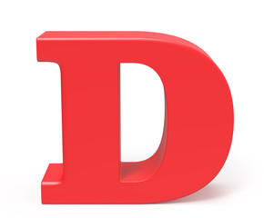 3D render red alphabet D