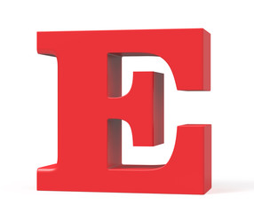 3D render red alphabet E