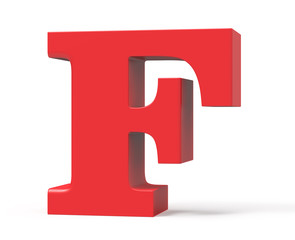 3D render red alphabet F
