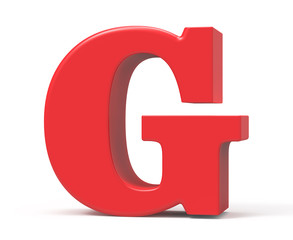 3D render red alphabet G