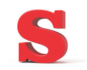 3D render red alphabet S